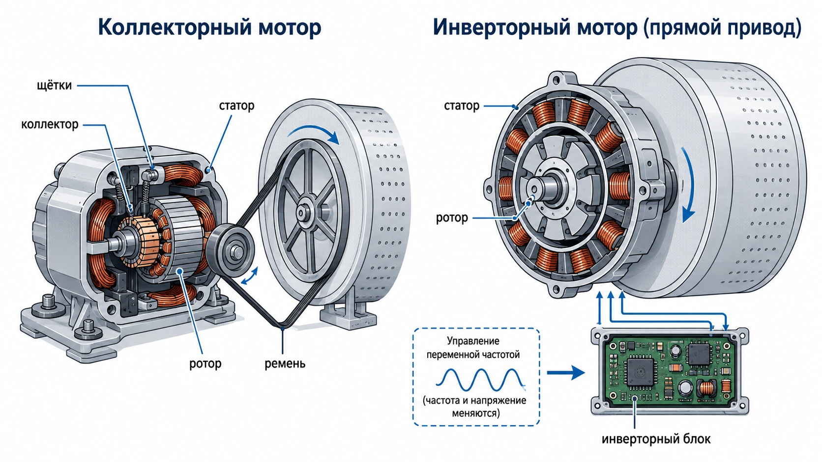 Схема моторов стиральной машины